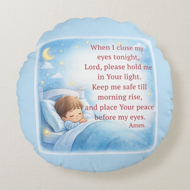 Cojín Redondo Bedtime Prayer for Kids (Anverso)