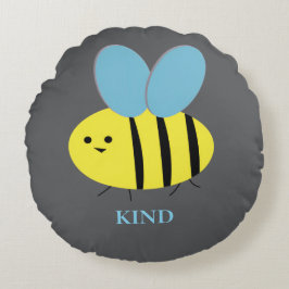 Cojín Redondo Bee Kind Gray Blue