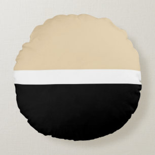Cojín Redondo Beige Black Abstract Stripe