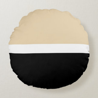 Cojín Redondo Beige Black Abstract Stripe