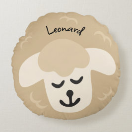 Cojín Redondo Beiges Schaf - personalisierbares Kinderkissen