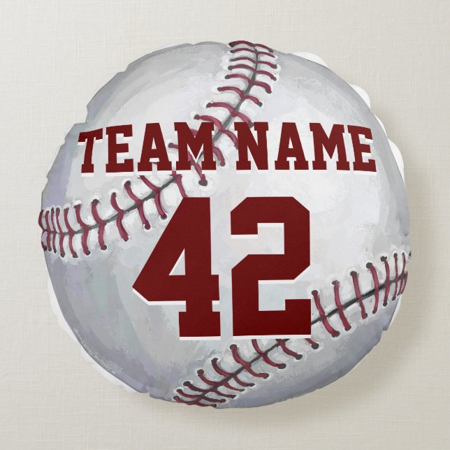 Cojín Redondo Béisbol con nombre y número (Anverso)