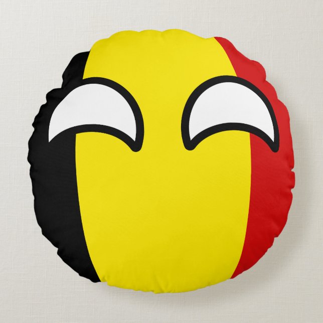 Cojín Redondo Bélgica Geeky que tiende divertida Countryball (Anverso)