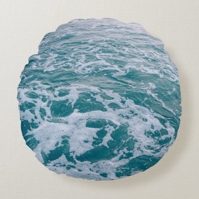 Cojín Redondo Bella olas de mármol marino texturehipster,backgro (Anverso)