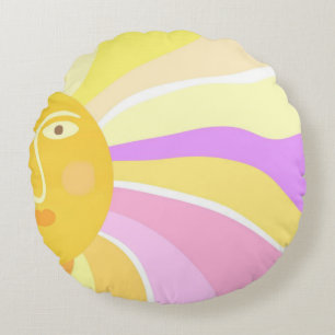 Cojín Redondo bella pintura abstracta del sol