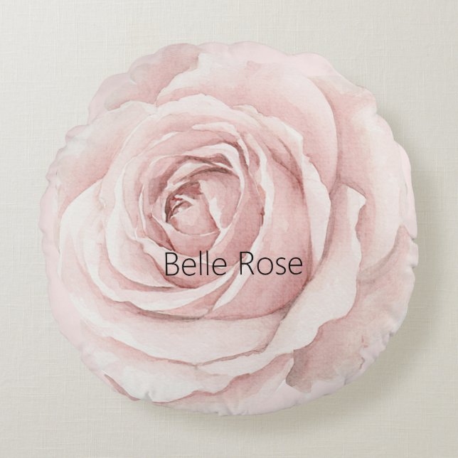 Cojín Redondo Bella Rosa Hermosa Flor Rosa (Anverso)