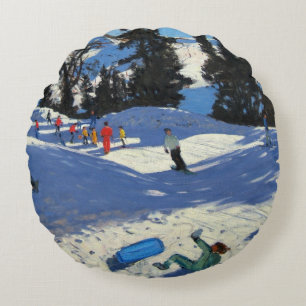 Cojín Redondo Belleza azul Plagne del trineo