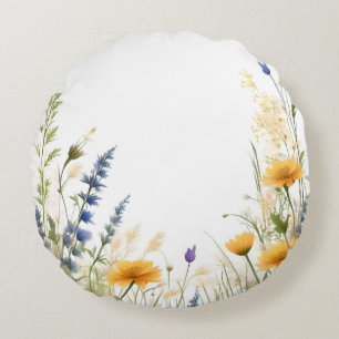 Cojín Redondo Belleza delicada: flores silvestres y hierbas esbe