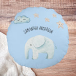 Cojín Redondo Belleza moderna Pastel Elefante Azul y Niño Estrel<br><div class="desc">Belleza moderna Pastel Elefante Azul y Niño Estrellas</div>