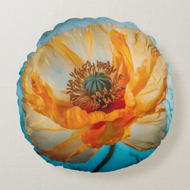 Cojín Redondo Belleza naranja (Anverso)