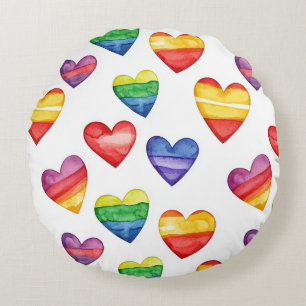 Cojín Redondo bello diseño lindo con corazones multicolor