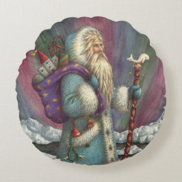 COJÍN REDONDO BELSNICKLE AZUL, LUCES Y PENGUINAS DEL NORTE