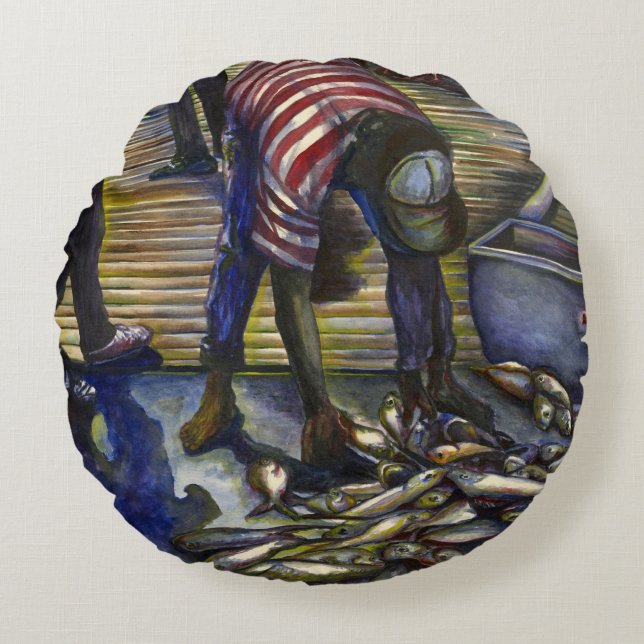 Cojín Redondo Bendiciones del sábado, isla del puerto (Anverso)