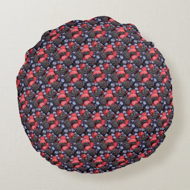 Cojín Redondo Berries Fun 'Red Blue Black' (Reverso)