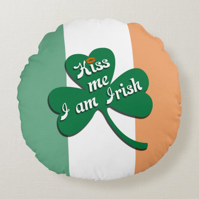 Cojín Redondo Bésame soy irlandés (Anverso)