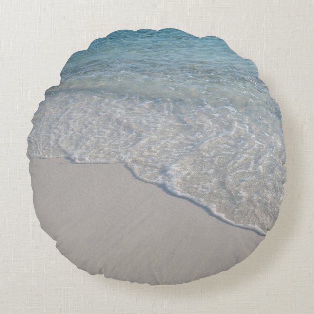 Cojín Redondo Beso de olas de cristal #1 #océano #pared #decorac (Anverso)