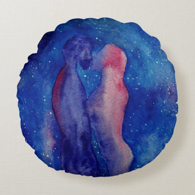 Cojín Redondo Beso Poliéster cepillado Alcance de lanzamiento (Anverso)