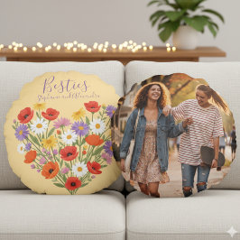 Cojín Redondo Best Friend Heart Flowers Round Pillow