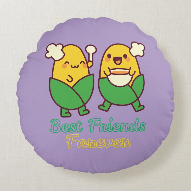 COJÍN REDONDO BEST FRIENDS FOREVER, FUNNY, GIFTS, BEST FRIEND (Anverso)