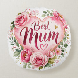 Cojín Redondo Best Mum Aquarell Blumenherz Design