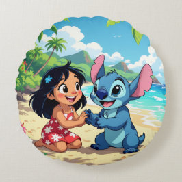 Cojín Redondo Beste Freunde fürs Leben – Lilo & Stitch  