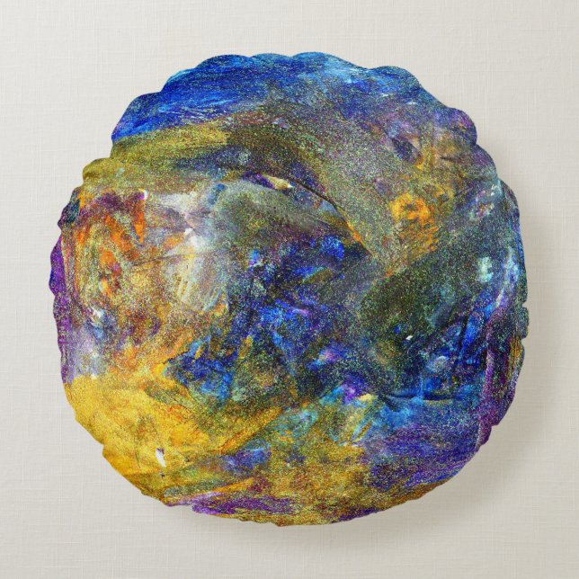 Cojín Redondo Bestia Azul en ejecución (Anverso)