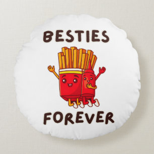 Cojín Redondo Besties para siempre ricas frutas de Ketchup