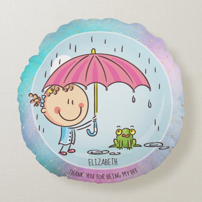 Cojín Redondo BFF lindo Besties Kawaii regalos para Chicas amigo (Anverso)