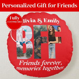 Cojín Redondo BFF Photo Collage Round Pillow – Gift for Friend
