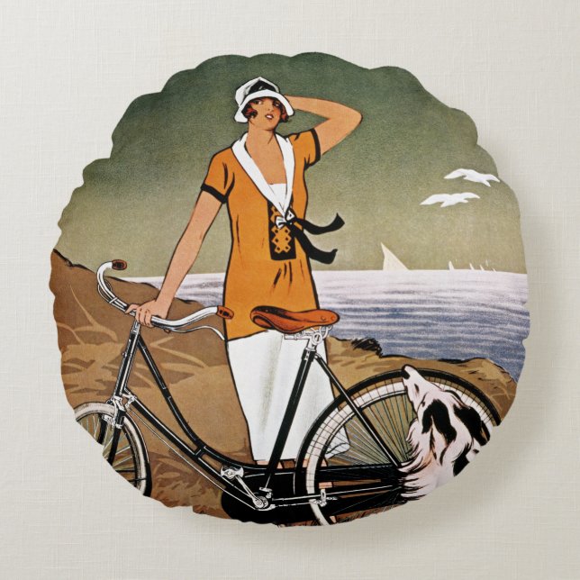 Cojín Redondo Bicicleta Ad, 1925 (Anverso)