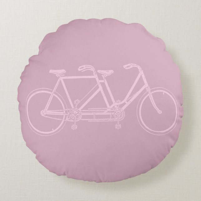 Cojín Redondo Bicicleta Tandem Dos Asientos PERSONALIZADO de Art (Anverso)