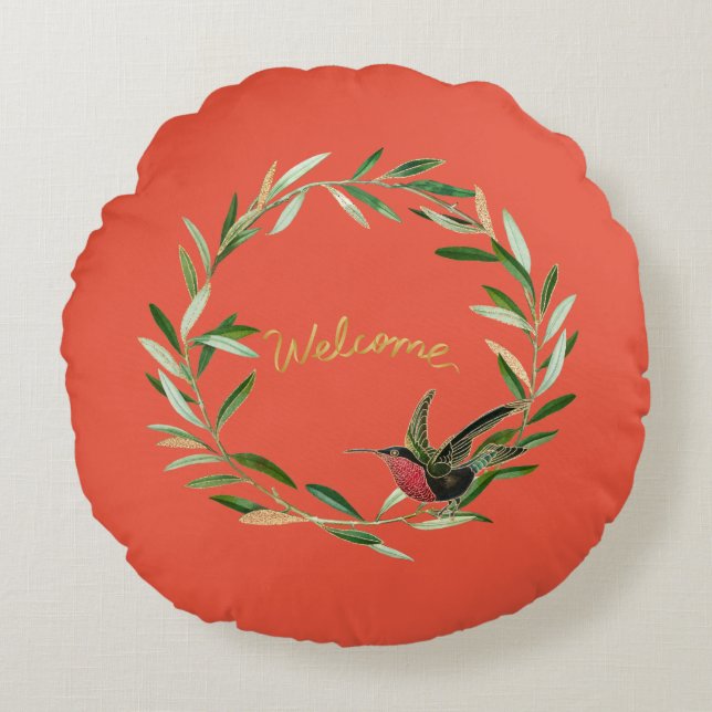 Cojín Redondo Bienvenido a nuestra Casa (Anverso)