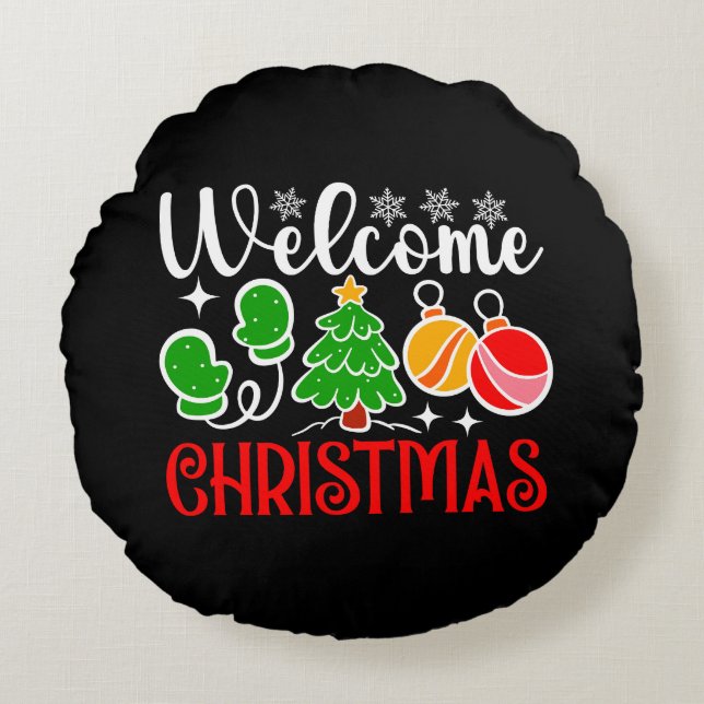 Cojín Redondo Bienvenido Navidad-63758 (Anverso)