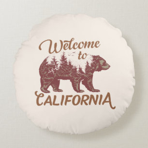 Cojín Redondo Bienvenidos a California Bear Forest