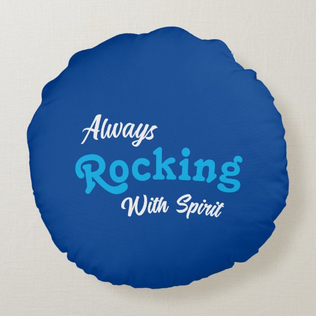 Cojín Redondo Bienvenidos A Nuestro Porche / Siempre / Azul / (Reverso)