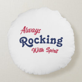 Cojín Redondo Bienvenidos A Nuestro Porche / Siempre / Azul Blan