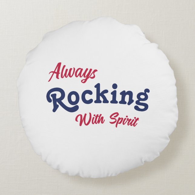 Cojín Redondo Bienvenidos A Nuestro Porche / Siempre / Azul Blan (Reverso)