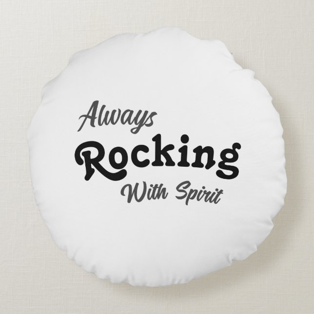 Cojín Redondo Bienvenidos A Nuestro Porche / Siempre / Blanco / (Reverso)