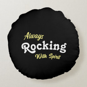 Cojín Redondo Bienvenidos A Nuestro Porche / Siempre / Negro /