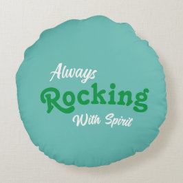 Cojín Redondo Bienvenidos A Nuestro Porche / Siempre / Verde azu