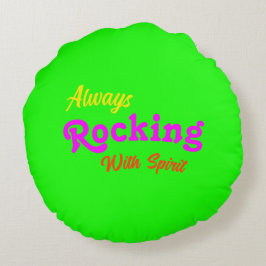 Cojín Redondo Bienvenidos A Nuestro Porche / Siempre / Verde Cal