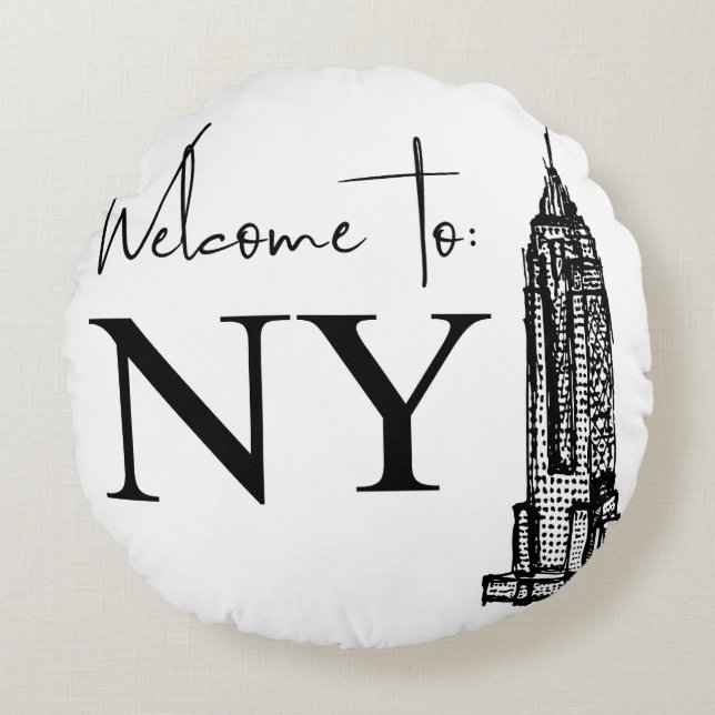 COJÍN REDONDO BIENVENIDOS A NY (Anverso)