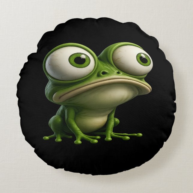 Cojín Redondo Big-Eyed Cartoon Frog (Anverso)
