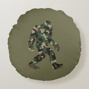 Cojín Redondo Bigfoot Sasquatch Camuflaje