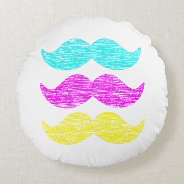 Cojín Redondo Bigotes de CMY (estilo de la prensa de copiar) (Anverso)
