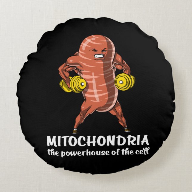 Cojín Redondo Biología Ciencia Mitochondria Chiste gracioso (Anverso)