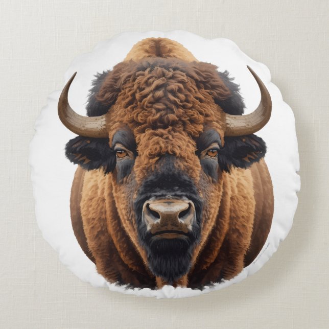 Cojín Redondo Bison / Buffalo (Anverso)