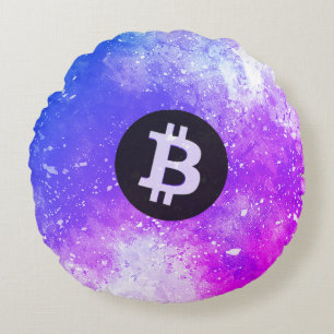 Cojín Redondo Bitcoin Acuarela (Estilo 2 - Miami)