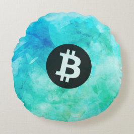 Cojín Redondo Bitcoin Acuarela (Estilo 3 - Vida de Playa)