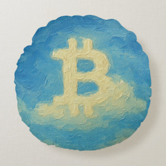 Cojín Redondo Bitcoin Blue Sky (Oil, Style: 4)